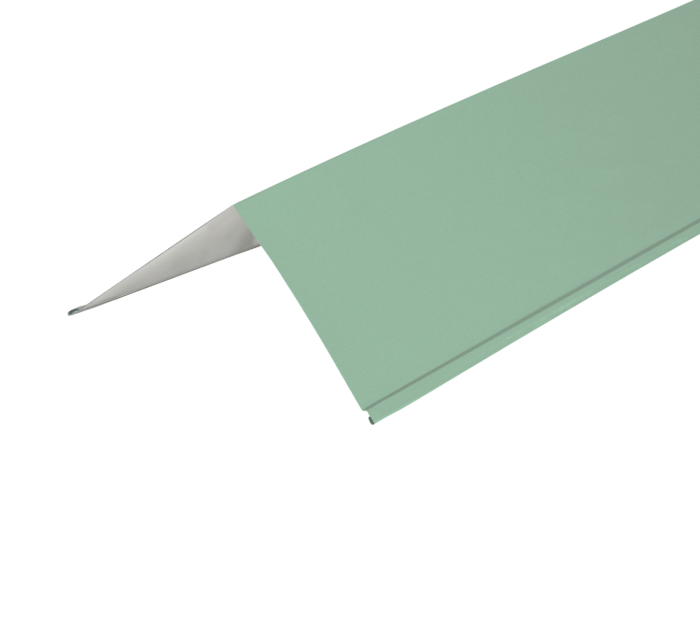 Cladco 3m GreenCoat Pural 90º corner barge flashing in galvanized steel