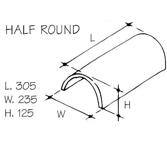 Half Rooun Ridge Keymer Handmade Clay Half Round Ridge 305mm (All Colours)