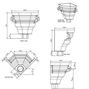 Brett Martin Corner Round 68mm Cast Iron Effect Corner Ogee Hopper (BRH15)