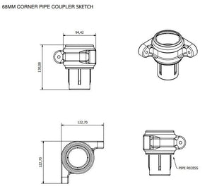 Brett Martin Corner Round 68mm Cast Iron Effect Corner Coupler & Lugs (BR2506LCI)
