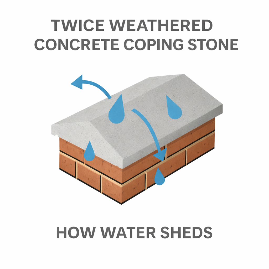 Castle Composites Twice Weathered Coping Stones 600mm x 375mm - Dark Grey
