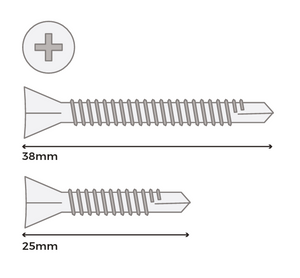 Cladco Fibre Cement Backer Board Flush Fit Screws (Pack of 250)