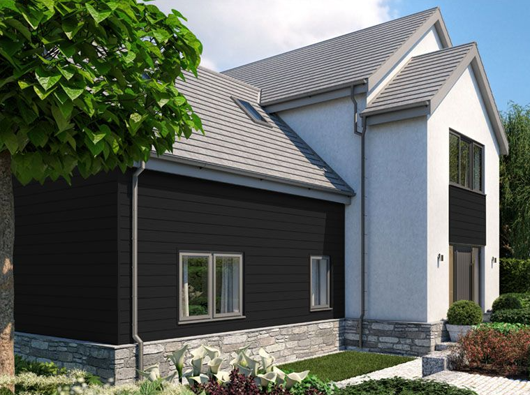 Wall Cladding Rear End Cladco Fibre Cement Lap Cladding Boards - Black (3.66m)