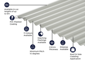 Cladco 13/3 Corrugated 0.5mm PVC Plastisol Coated Roof Sheet