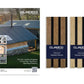 Cladco Acoustic Internal Slatted Wall Panels Sample Pack (Free of Charge) includes a brochure with a modern building featuring roof and cladding, plus woodgrain effect slat samples in varied shades.