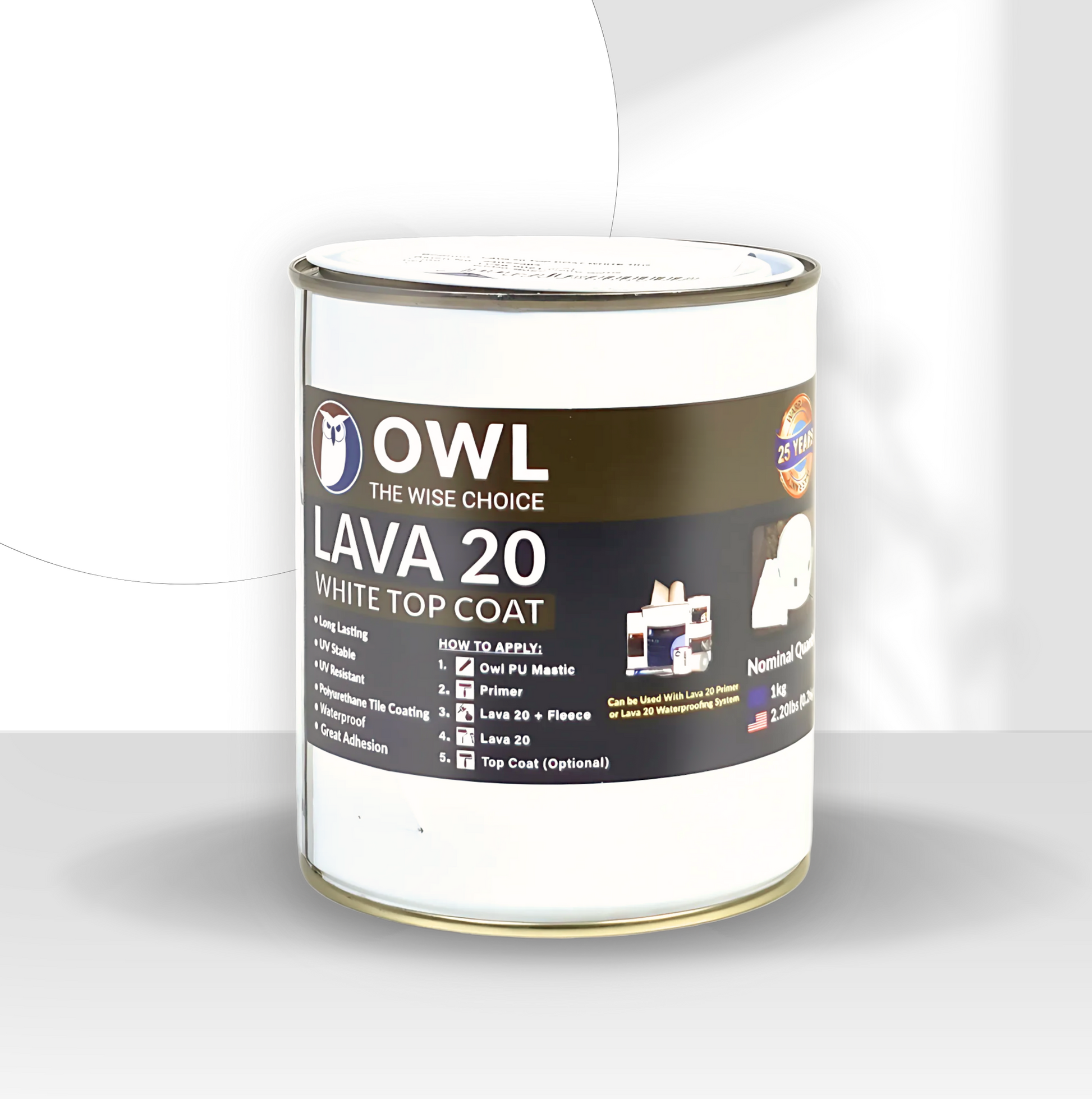 LAVA 20 Polyurethane Waterproofing Forever Topcoat 5kg tin for roof protection and UV resistance