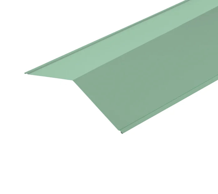 Cladco 130º ridge flashings in prelaq mica finish with 3m length and 150mm x 150mm size, green coated galvanized steel