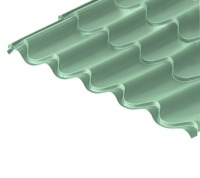 Cladco 41/1000 Tile Form 0.7 Thick Mica Coated Tile Effect Roof Sheet - Silver Fir Green