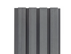 Cladco Composite Slatted Wall Cladding Panels in silver grey with woodgrain finish, 2.5m length for exterior walls