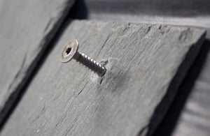 Box of Mayan Slate Fix Screws T20 A2 stainless steel with low profile flat head for armoured slate roofing