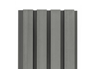 Cladco Composite Slatted Wall Cladding Panels in stone grey with woodgrain finish, 2.5m length for exterior walls