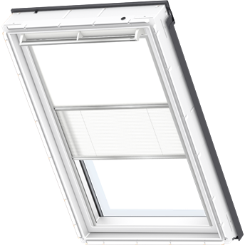 VELUX DFD PK25 1025 Duo Blackout and Pleated Blind - White & White