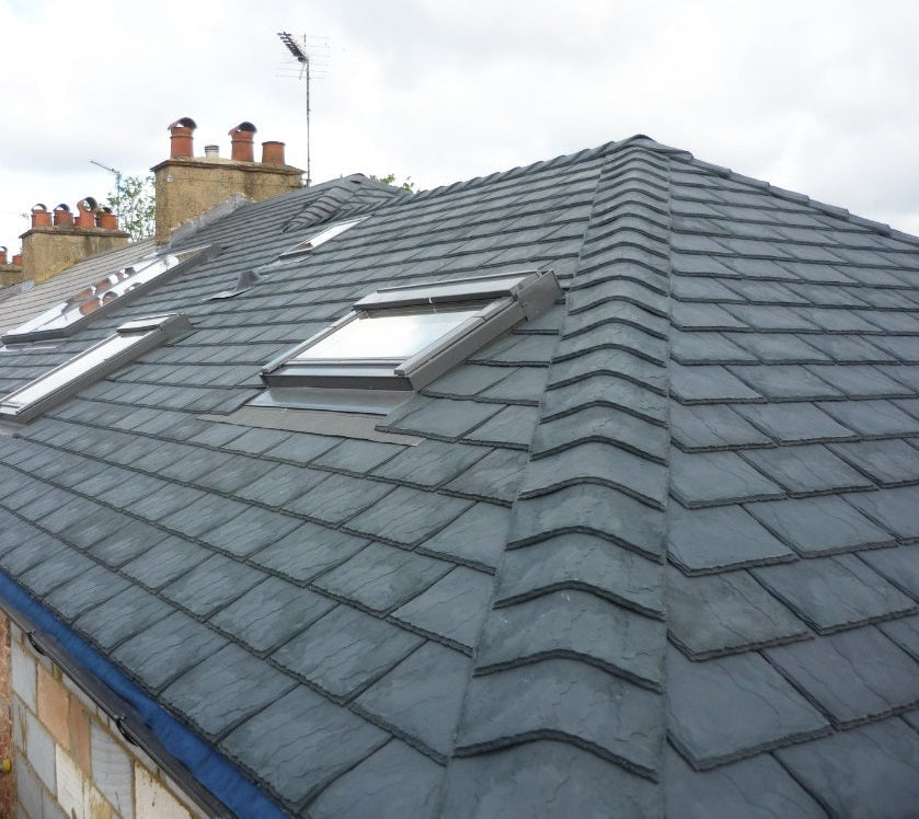 Slate Example E-Slate Low Pitch Plastic Roof Slate 10° - Traditional Grey (pack of 1