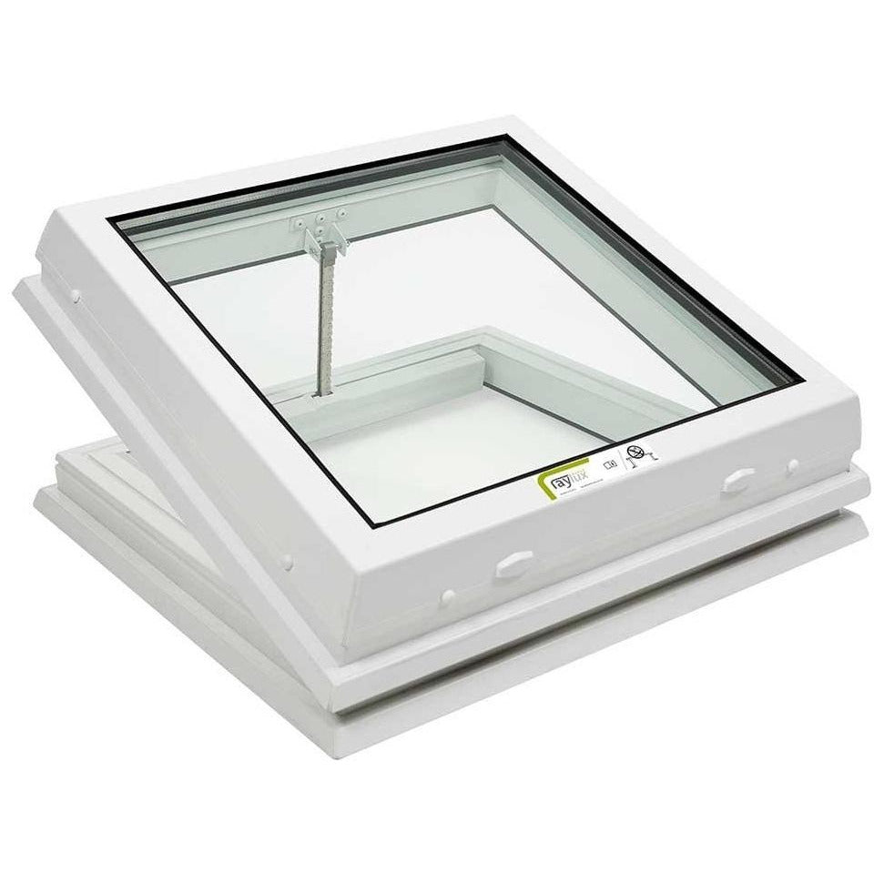 RAYLUX Flat Glass Electric Opening with PVC 150mm Vertical Upstand - White (including Wall Switch)