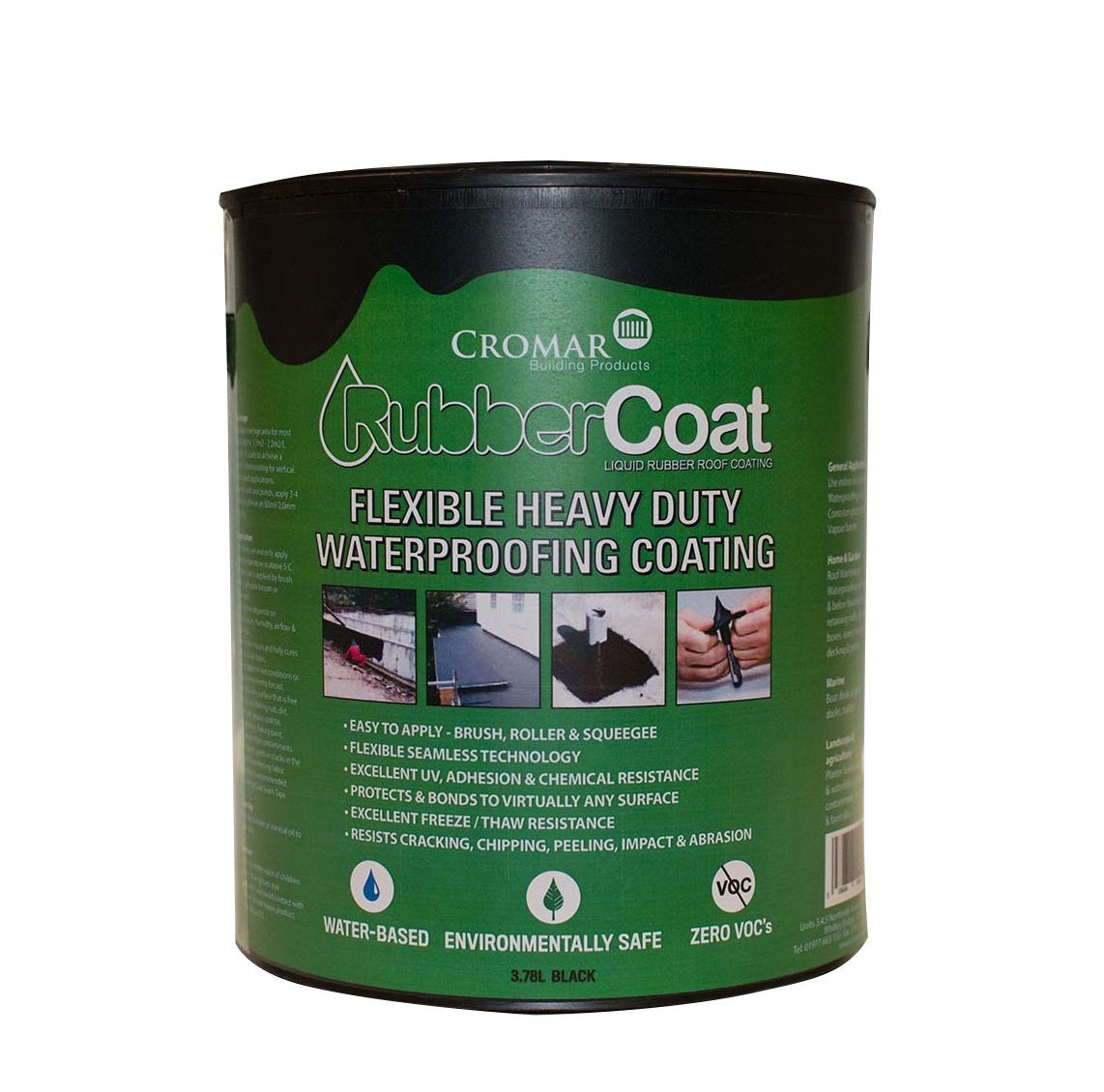 Cromar RubberCoat Waterproof Liquid Roof Coating - 3.78ltr