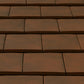 Close-up of Sandtoft 20/20 right hand clay plain roof tiles in brown color